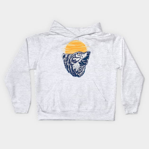 Howling Wild Wolf Kids Hoodie by TomCage